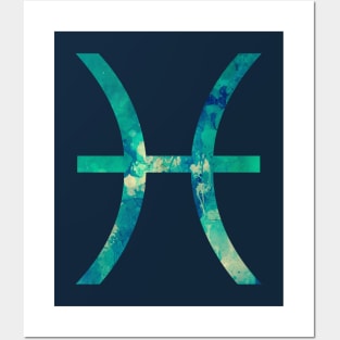 Pisces Zodiac Watercolor Design Posters and Art